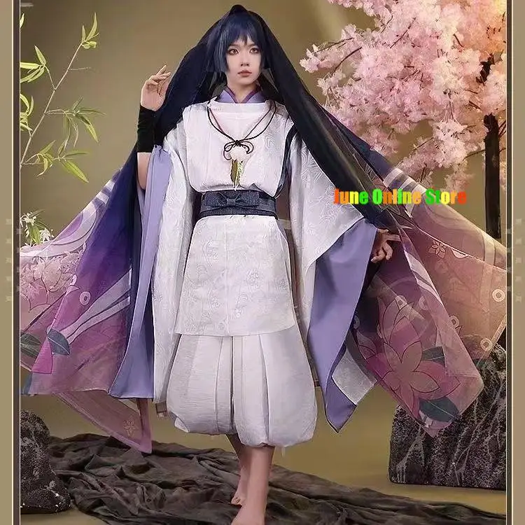 Wanderer Genshin Impact Scaramouche Cosplay Costume Wig Anime Game Balladeer White Kimono Halloween for Women Men