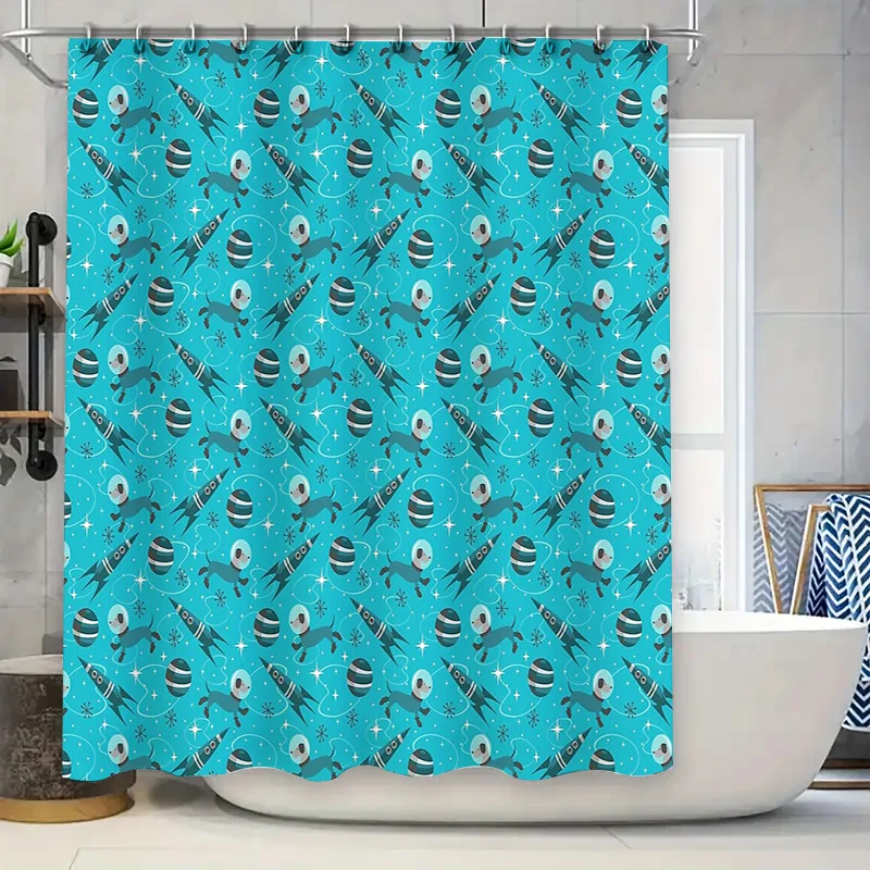 

Bathroom Shower Curtain Floral Blue Modern Waterproof Fabric Decor Washable Liner