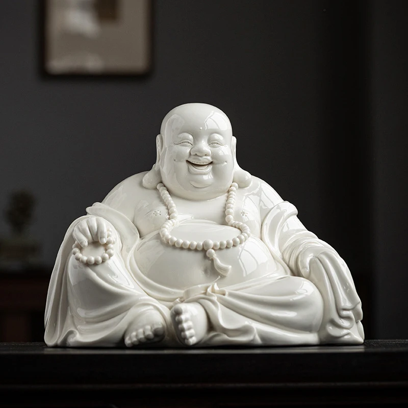 Maitreya Figurine, Big Belly Statue, Happy Laughing Buddha, Wealth-Attracting Home Living Room Store Decoration, H