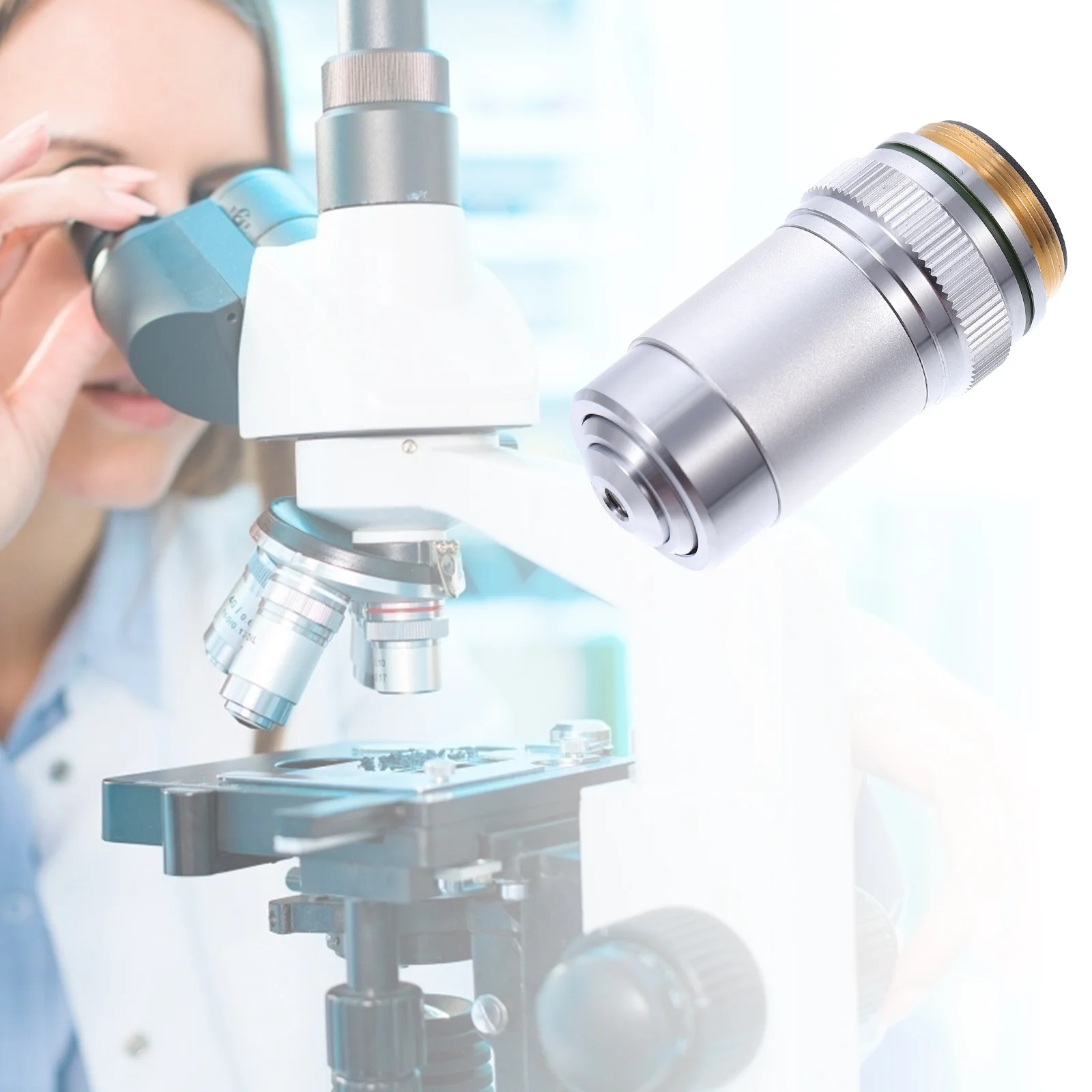 

20X 195 Type Objective Lens For Biological Microscope Steel Shell Precision Machined Labs Use Contrast Enhancement