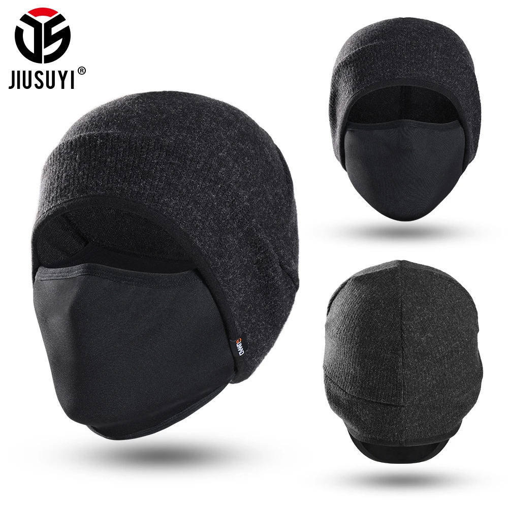 2-in-1 Winter Hat Ear Warmer Men Women Windproof Face Mask Cover Bandana Ski Running Cycling Sports Helmet Liner Caps Men Women