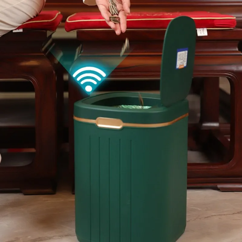 

13L Smart Sensor Trash Automatic Trash Bin Bathroom Can Garbage Bucket Kitchen Toilet Bedroom Luxury Smart Bin Home Wastebasket