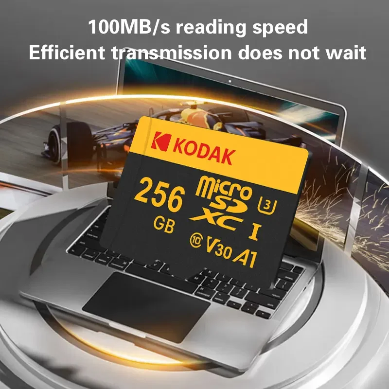 10Pcs Kodak Original 256GB Micro SD Flash Memory Card Class10 High Speed SD Card Original SD Memorycard for Phone Tablet Drone