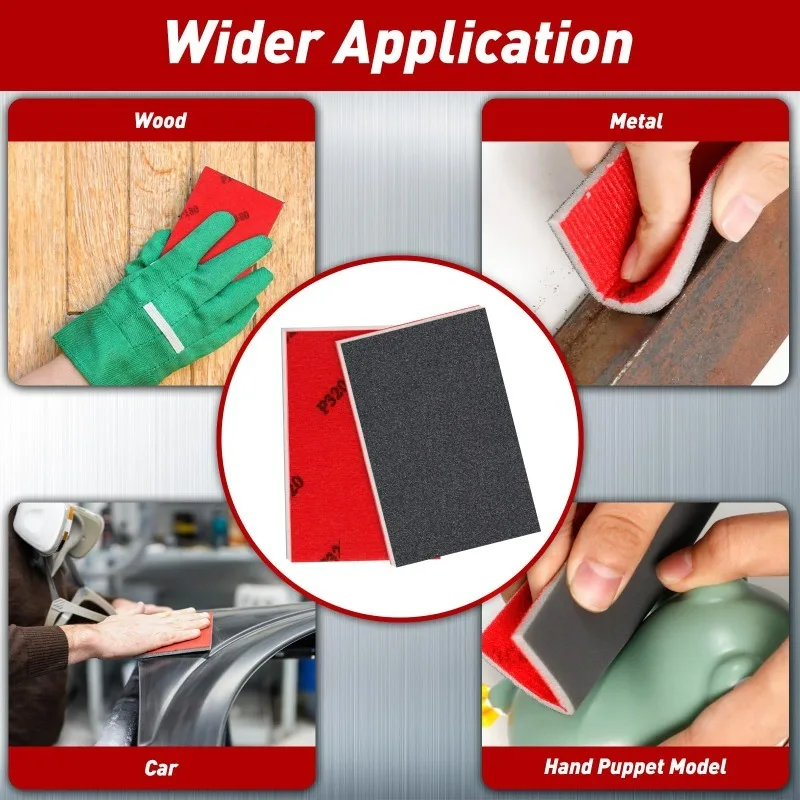 50/5x Spugna abrasiva Spugna per molatura a secco e bagnata Blocco di sabbia Strumento abrasivo per lucidatura Carta vetrata riutilizzabile per la finitura liscia domestica