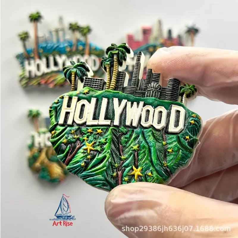 مغناطيس ثلاجة هوليوود - تذكار LA عتيق، ديكور أمريكي فريد من نوعه، هدية ممتازة لمحبي الأفلام وغرفة النوم الجمالية