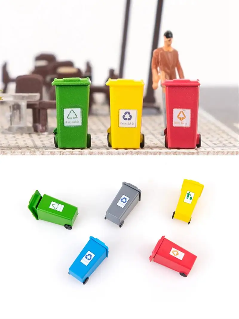 5pcs/Set Rubbish Bin Model Building Sand Table Ho Scale Model Street Trash Can Micro Landscape Diy Street Layout HO N Scale