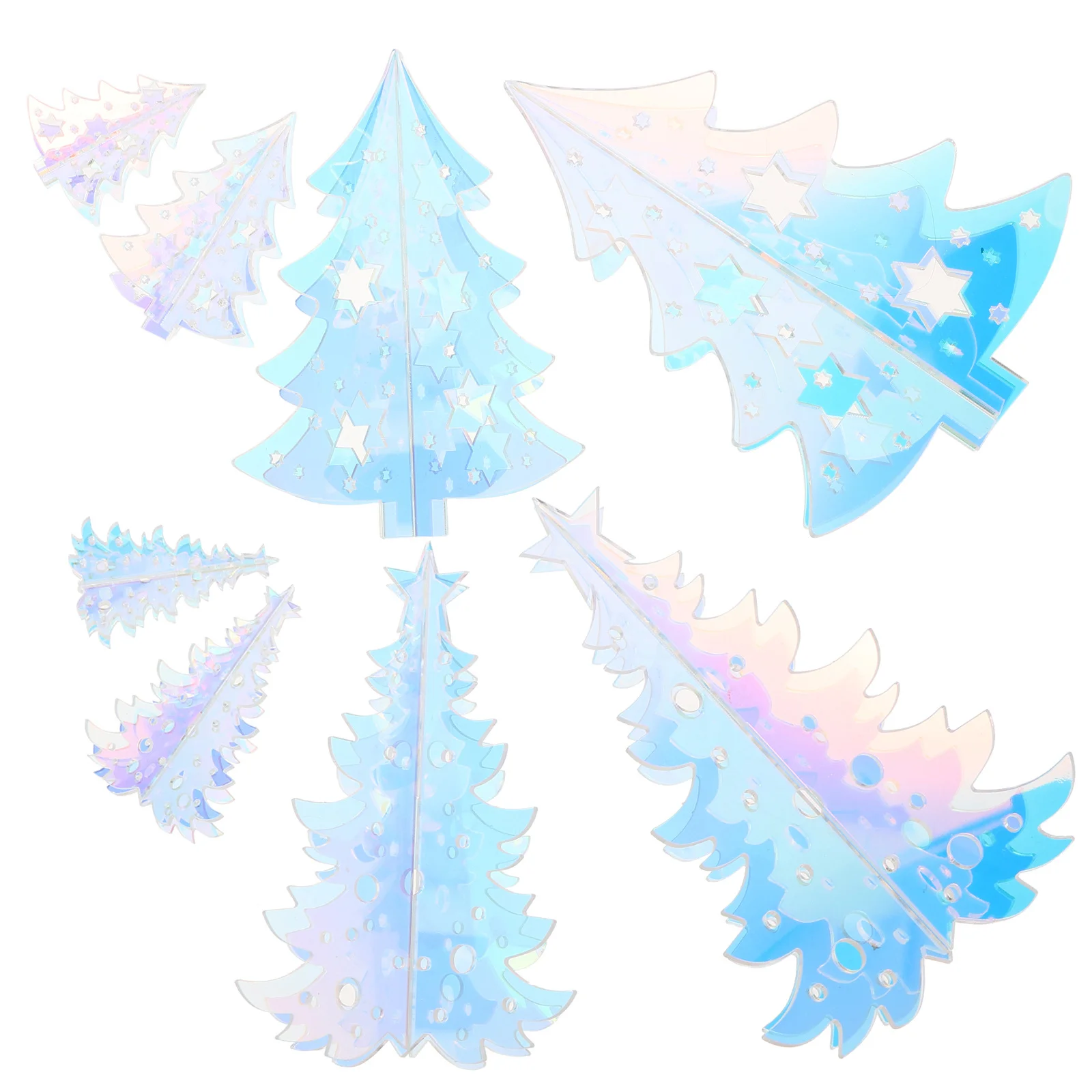 

8Pcs Acrylic Tabletop Christmas Trees Iridescent Mirror Finish Small Holographic Centerpieces for Home Office Holiday Decor
