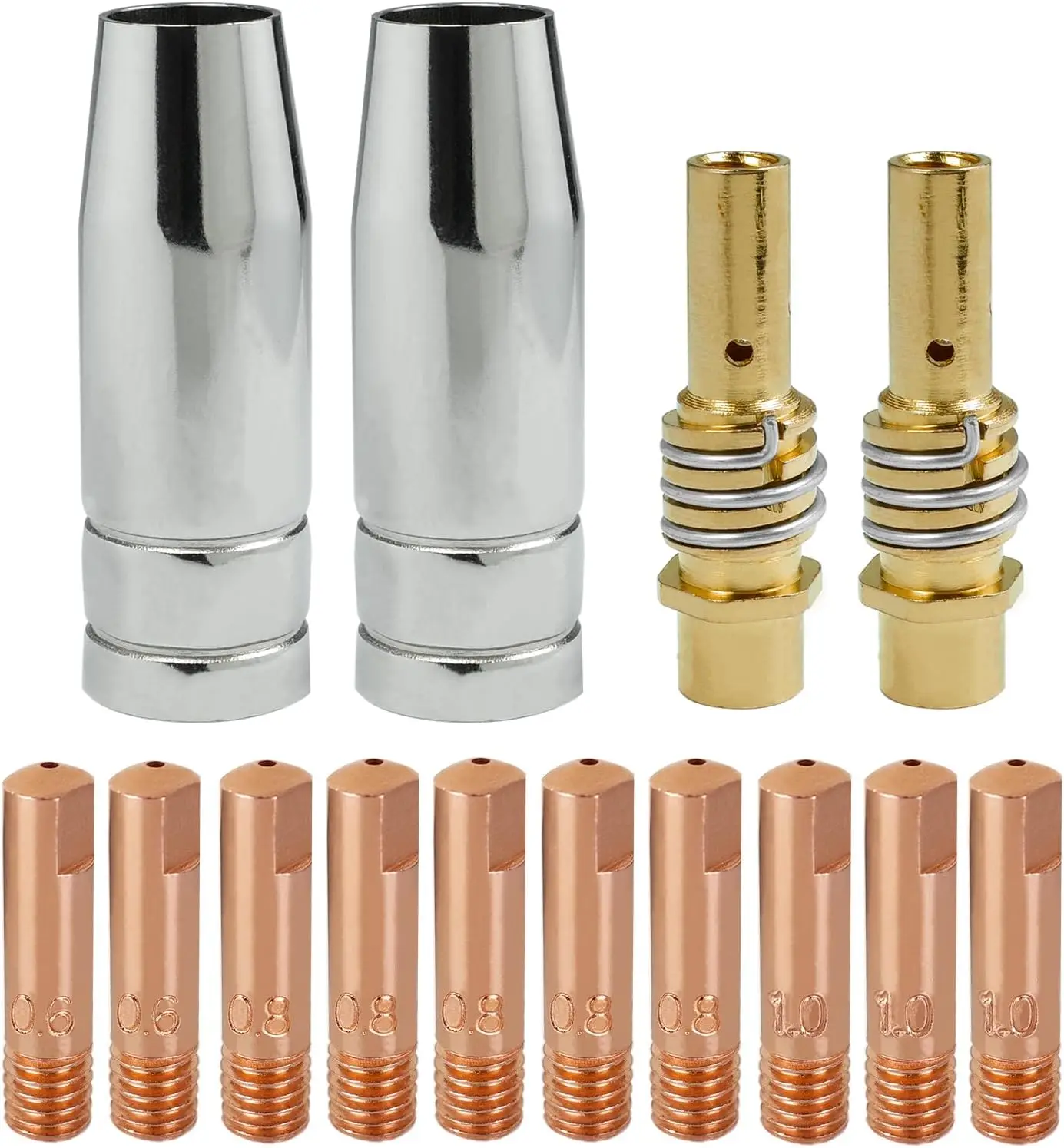 

14 шт. 15AK расходные материалы для сварочной горелки 0,6 мм 0,8 мм 1,0 мм MIG горелка держатель наконечника газового сопла 15AK сварочная горелка MIG MAG