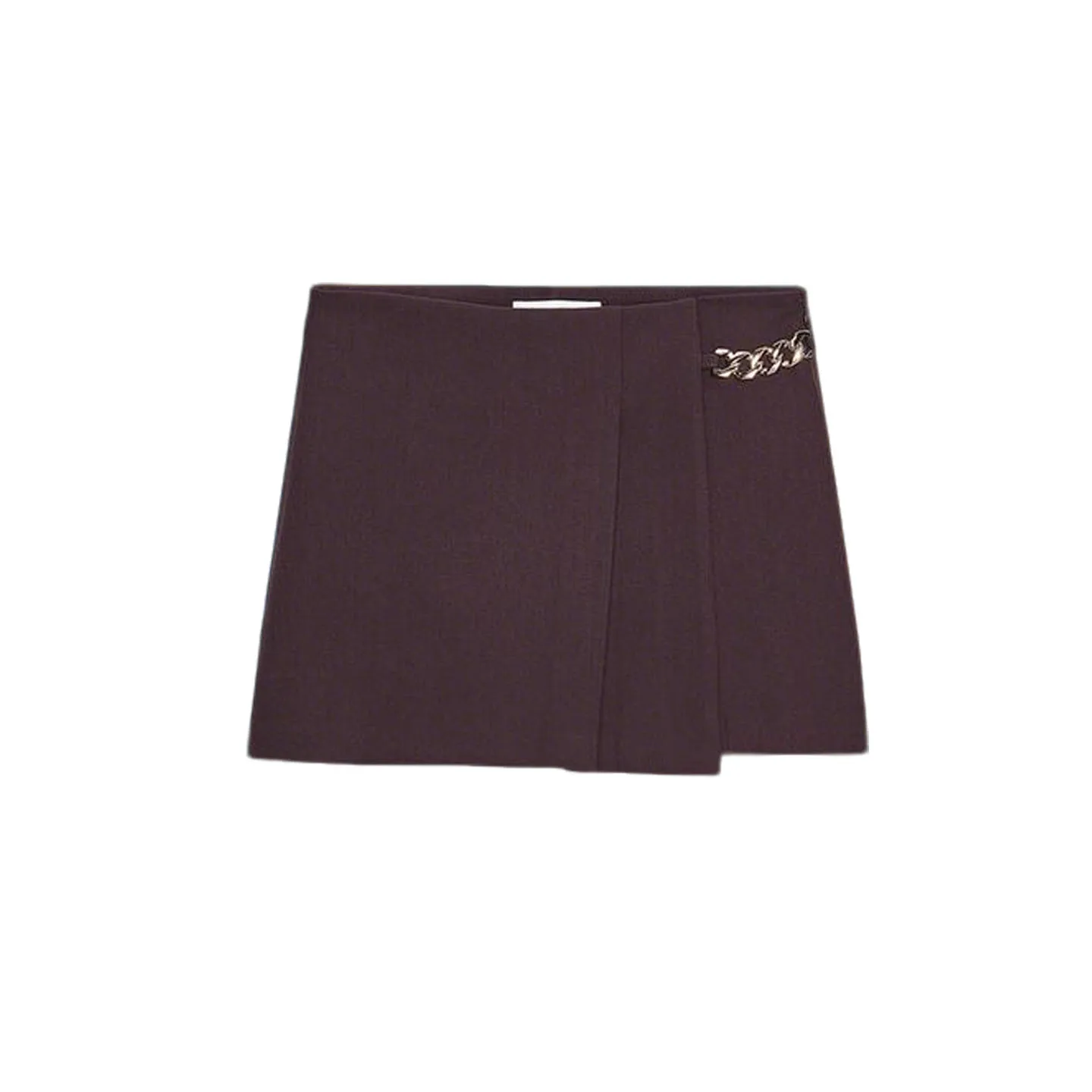 ارتفاع الخصر سلسلة معدنية فضفاضة الزخرفية واسعة الطيات عارضة orts للنساء الخريف موسم ألياف البوليستر السيدات السراويل