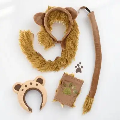 

Комплект с ушками льва и хвостом, аксессуары для костюмов на Хэллоуин, реквизит для косплея для взрослых и сценические представления, костюм льва