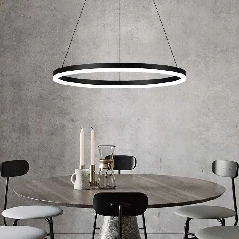 Teto Lustre Led Modern Lustre Sala De Jantar Luz Designer Nórdico Única Cabeça Redonda Minimalista Sala De Estar Anel Chandel