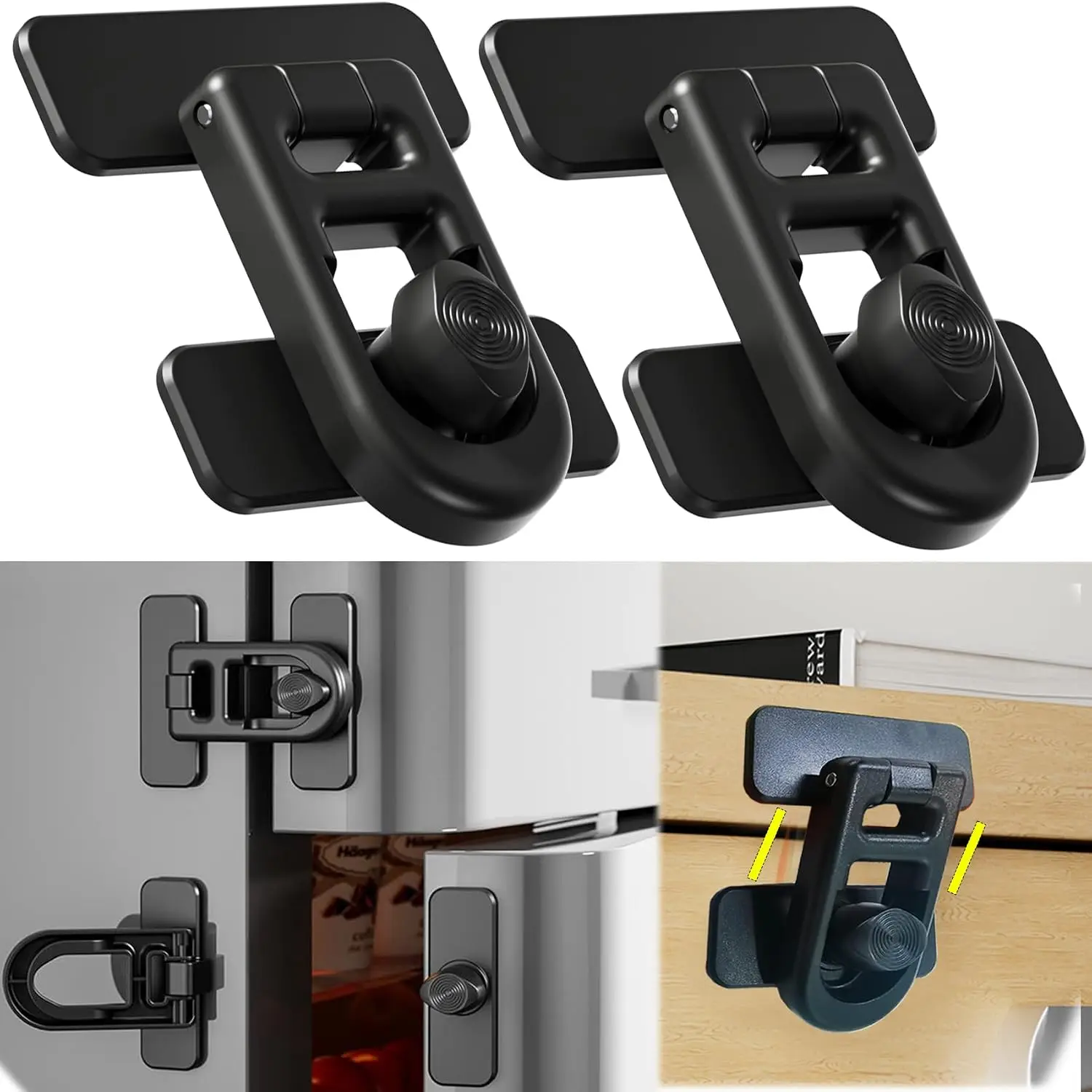 trava-de-seguranca-para-refrigerador-sem-perfuracao-adesiva-rv-180-°-swivel--90-°-twist-one-hand-compativel-com-geladeira-francesa-freezer-armario