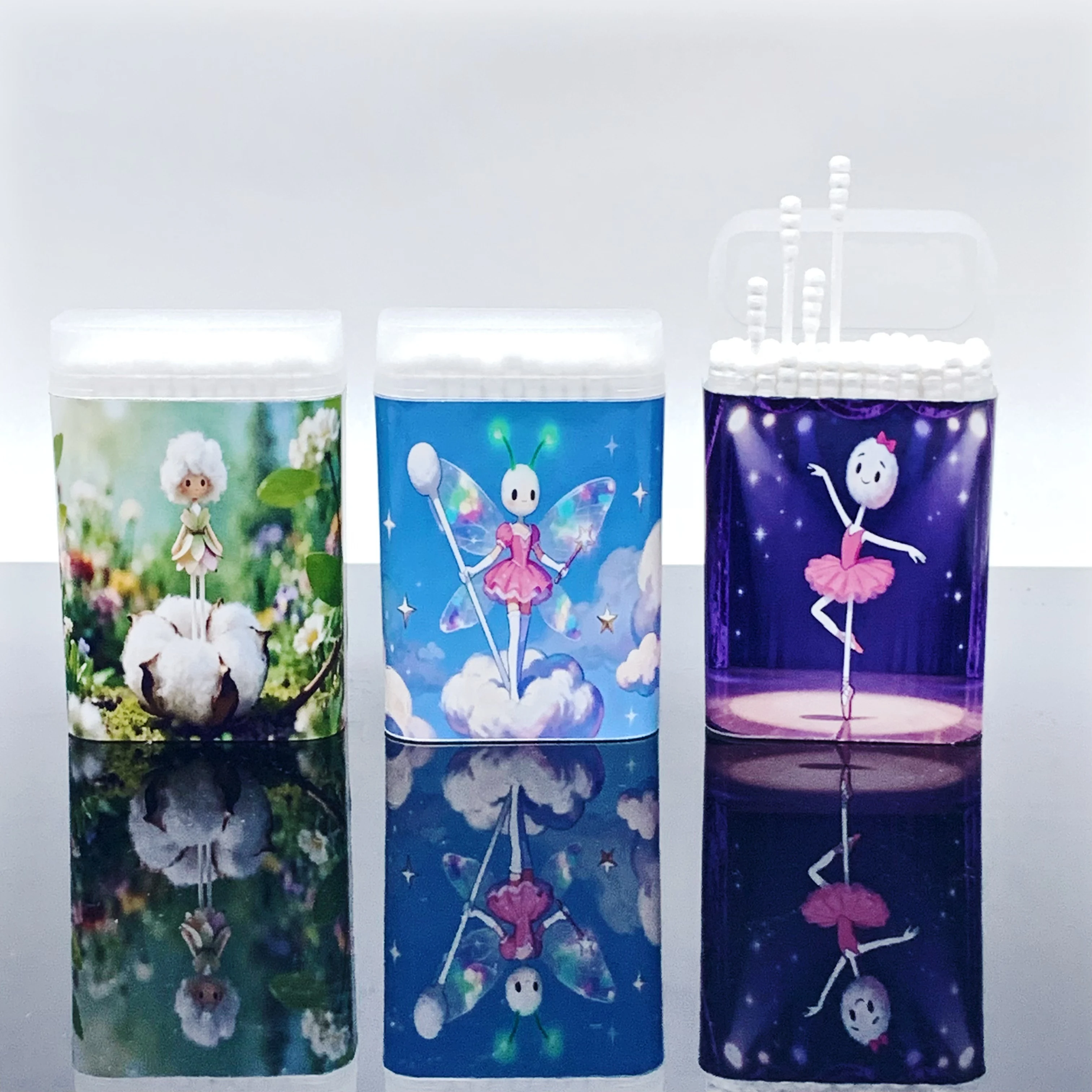 300 قطعة قزم الباليه تحت عنوان مسحات قطنية مزدوجة الأطراف عنصر راقصة الغابات الإبداعية أعواد قطنية