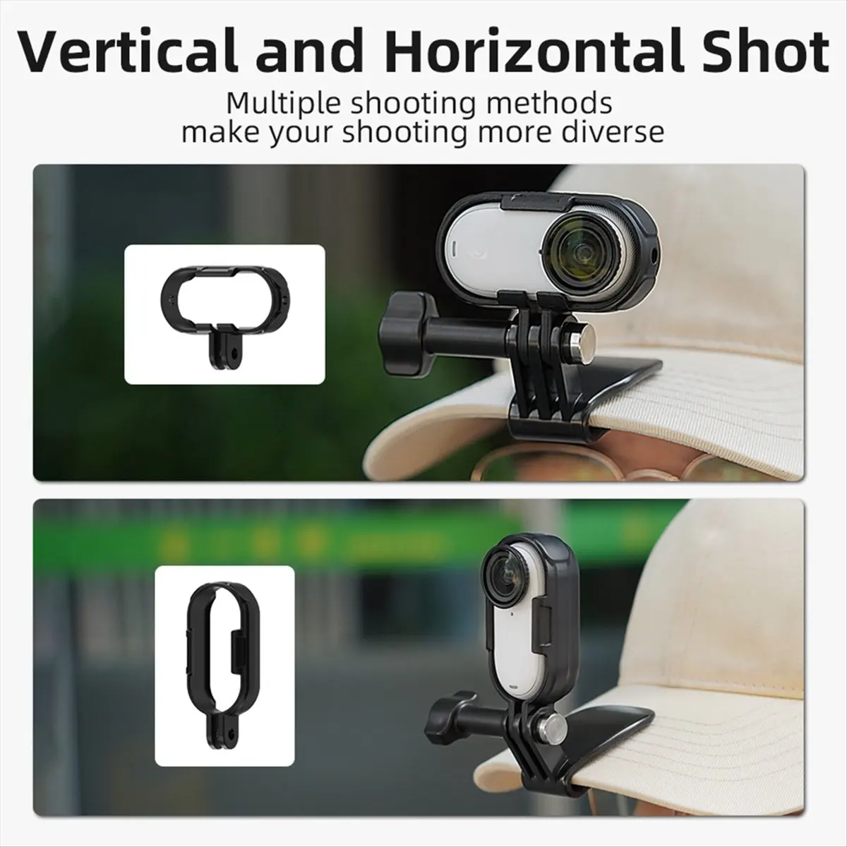 AT42  for GO 3/3S Accessory Brim Clip Thumb Camera Adapter Extension Bracket Horizontal Vertical Shot Border