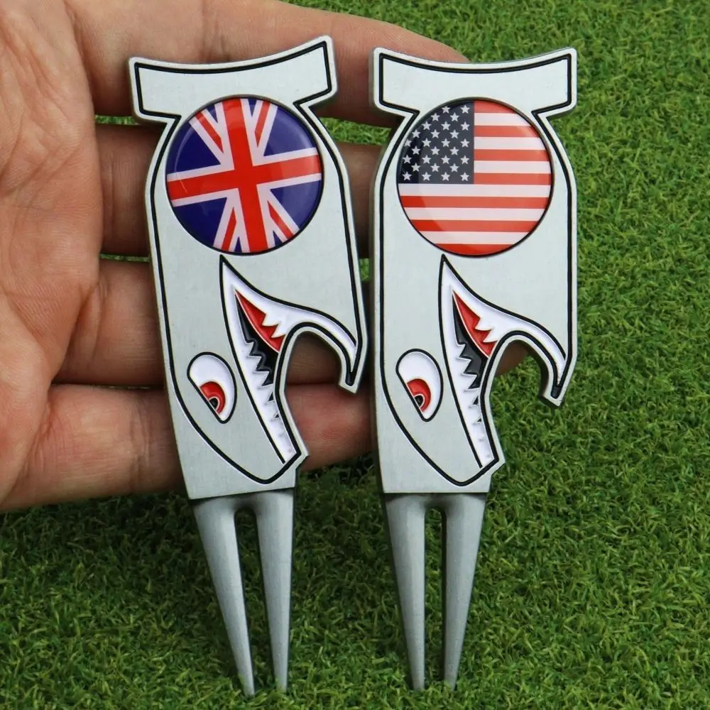 

Golf Accessories Shark Golf Green Fork Multifunctional Zinc Alloy Golf Ball Marker Magnetic Portable Divot Fork Bottle Opener