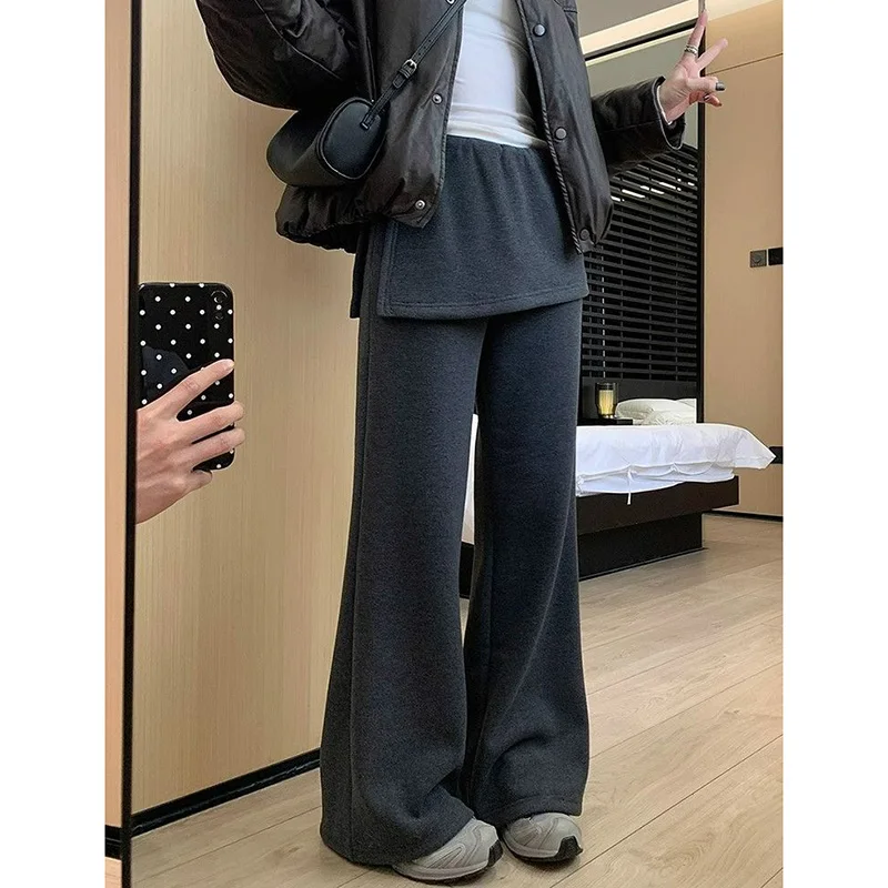 2026 Trendige Designer-Damenhose, Einfarbige Freizeithose, Damen-Hose mit Hoher Taille und Geradem Bein, Koreanische Slim-Fit-Hose für Mädchen