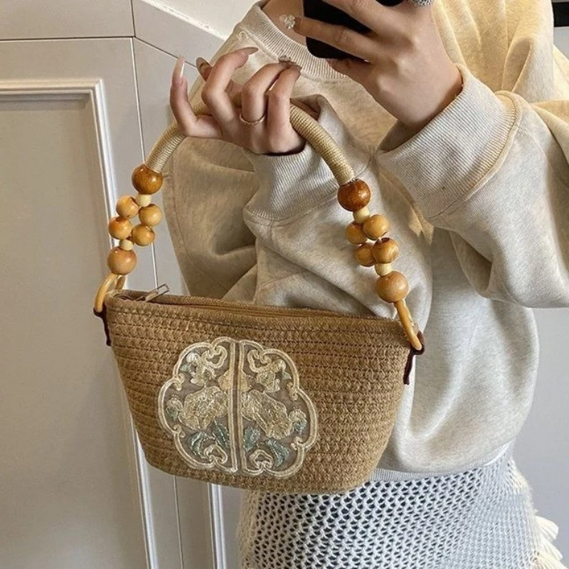 Cotton Thread New National Style Chinese Messenger Bag Hanfu Women's Pack with Zipper High-value Handbag Fashion Small Bags