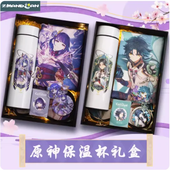 

Anime Genshin Impact Raiden Shogun Zhongli Xiao Vacuum Cup Thermos Cup Water Bottle Towel Hanging Picture Badge Pendant Gift Box