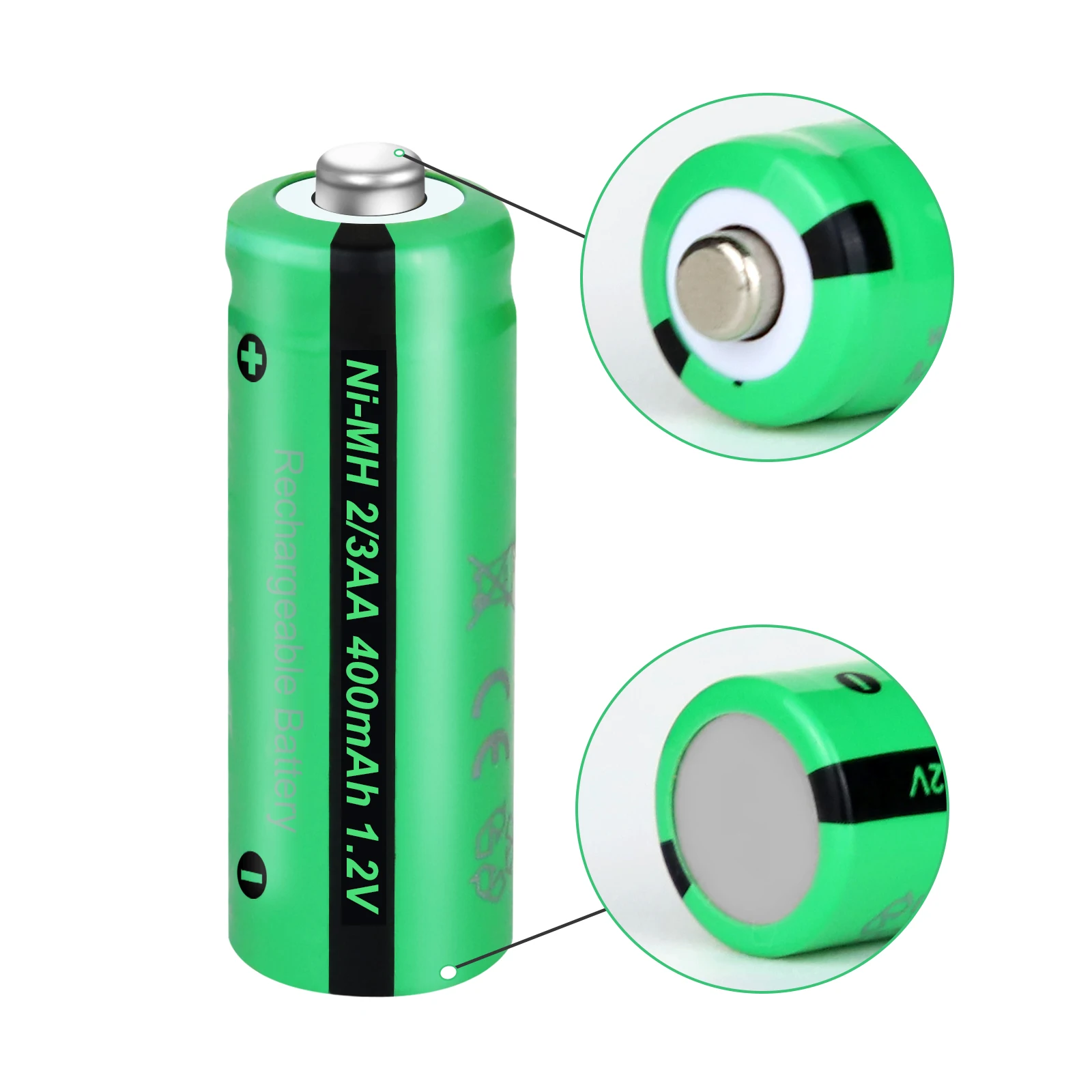 Ni-MH 2/3 AAA Rechargeable Battery 1.2V 400mAh Solar Lights Batteries Button top PKCELL 8PC for lamp indurstry battery