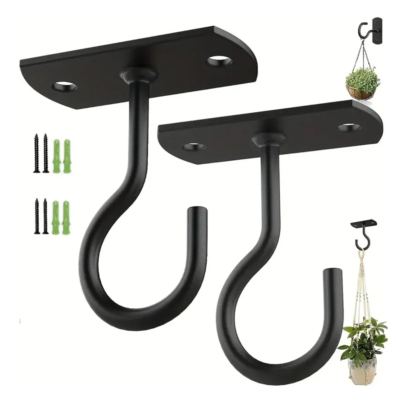 2Pcs Ceiling Hooks For Hanging Plants Wall Mount Hanger For Bird Feeders Lights, Lanterns, Win