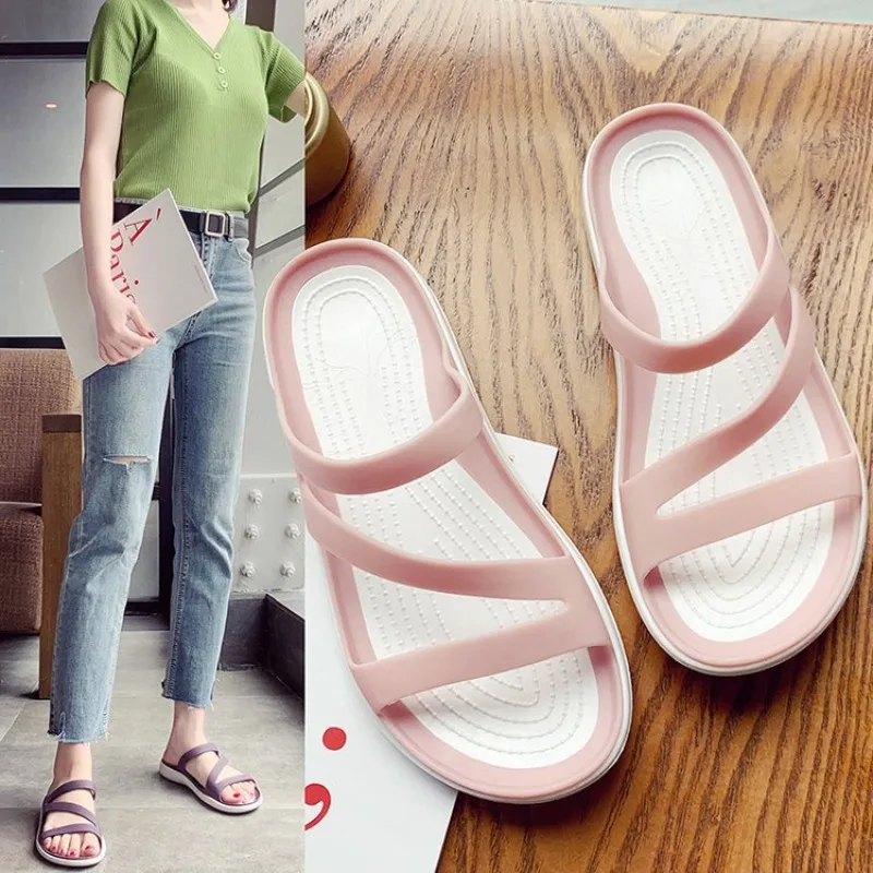 Sandalias de fondo suave para mujer, zapatillas de playa de tendencia, zapatos informales de moda, cómodos, novedad de verano