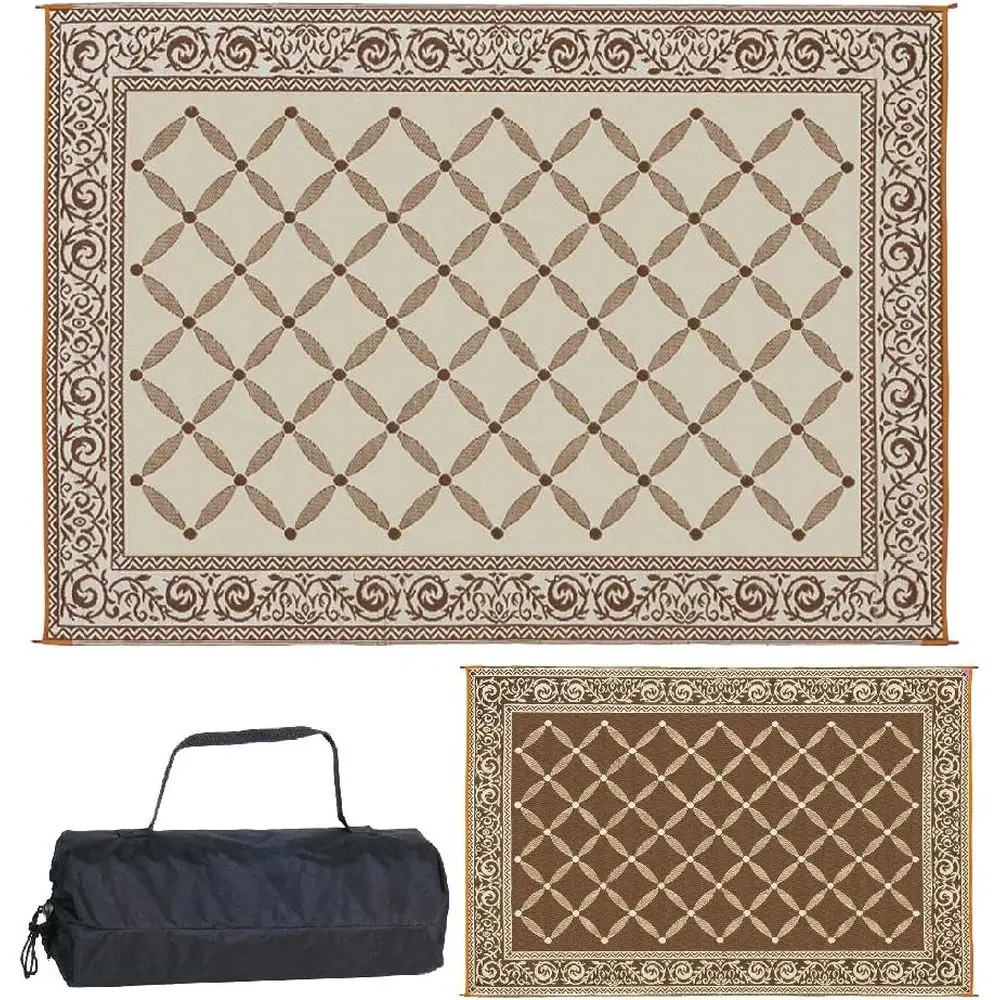 

Reversible Plastic Rug, Large Floor Mat for Indoor and Outdoor Use, Suitable for RV, Patio, Backyard, Picnic, Beach, Camping (Br