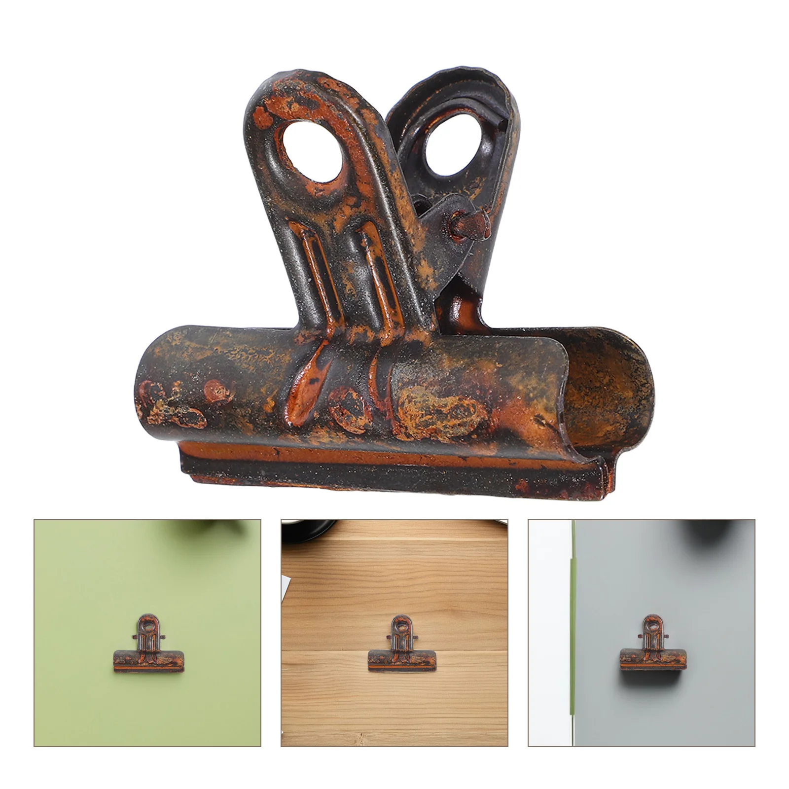 

4pcs Vintage Metal Clips Rustic Style Strong Grip Hinge Clamps For Photos Documents Crafts Office Decor