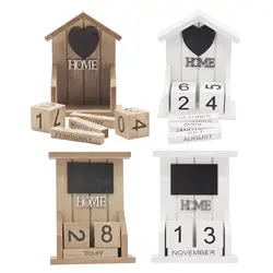 Wooden Desk Blocks Calendar -  Month Date Display  Decoration