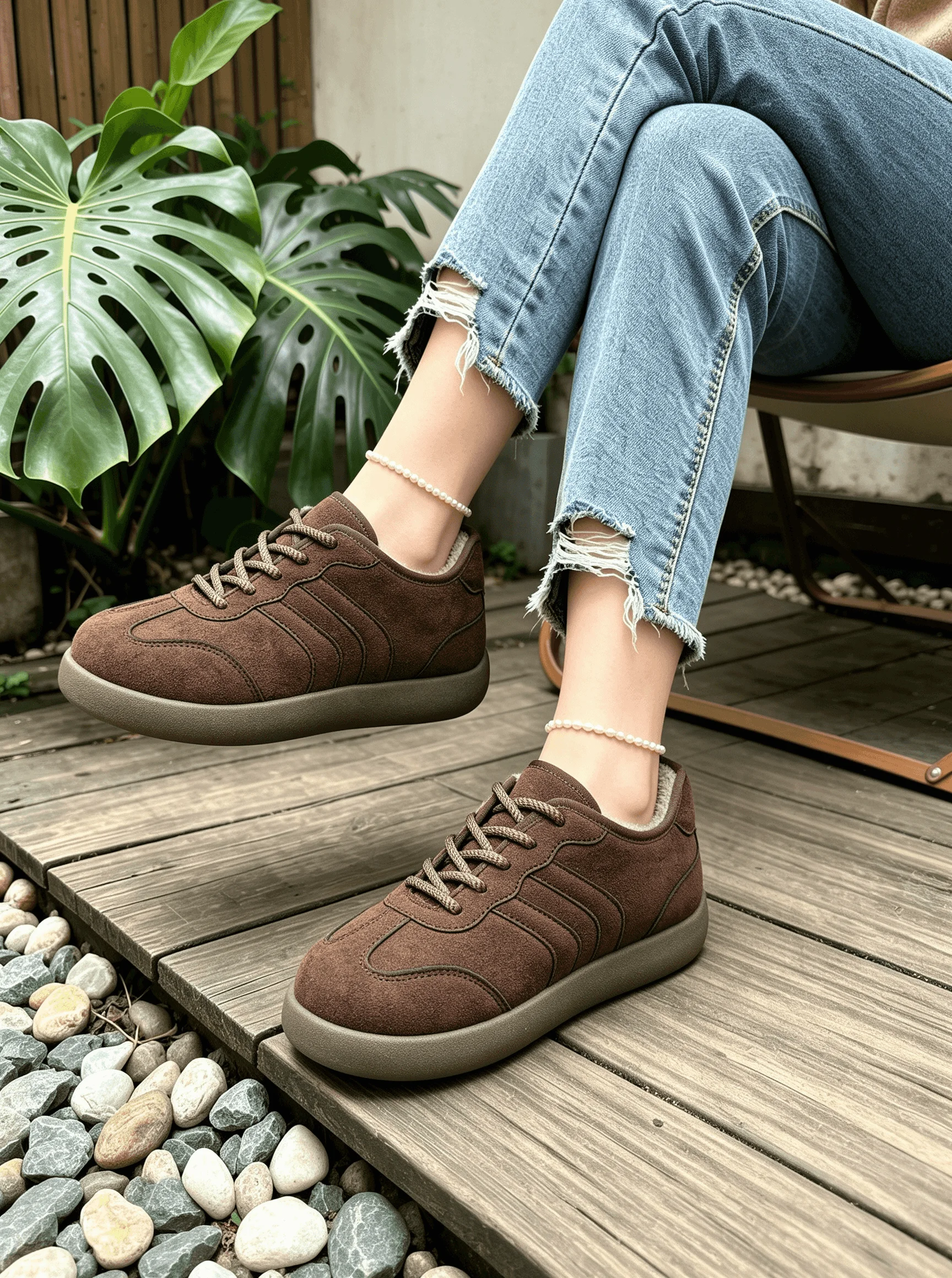 Damen-Winterstiefeletten mit Plüschfutter, verstellbaren Schnürsenkeln, flachem Absatz, warmem und weichem Innenfutter, bequeme Stiefel für Damen. – Detail 7
