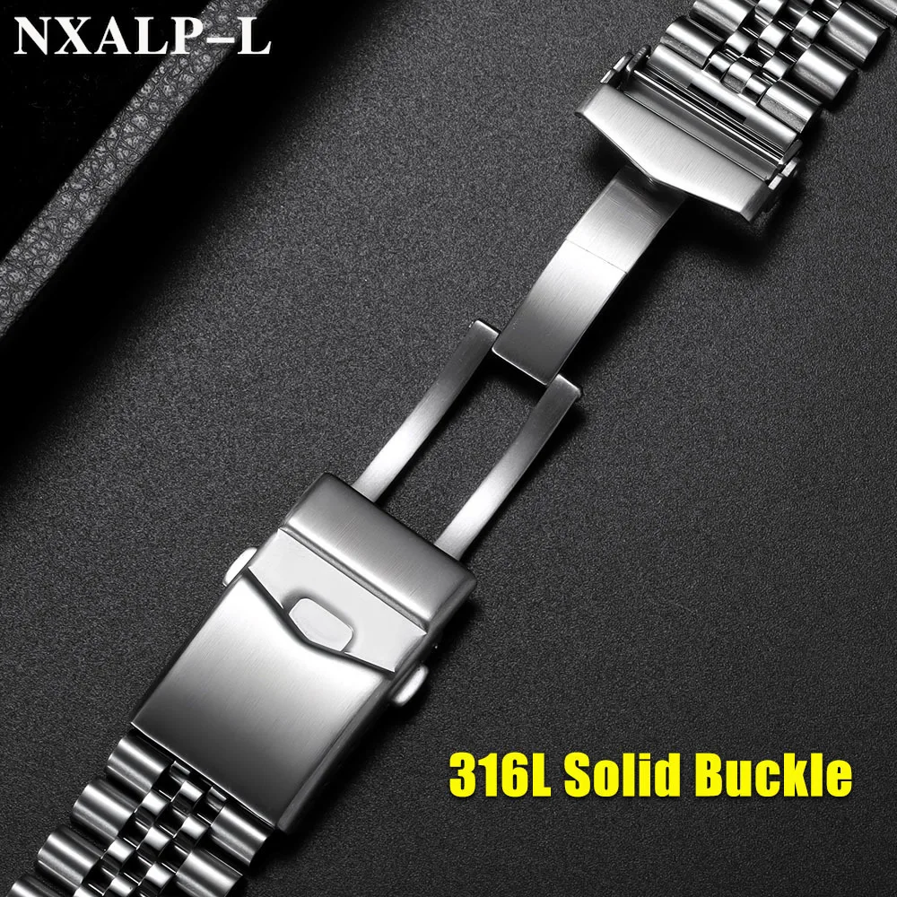 Cinturino in acciaio inossidabile massiccio 316L per Seiko per Jubilee Bracciale subacqueo Cinturino con fibbia solida Cinturino sportivo da uomo 20mm 22mm