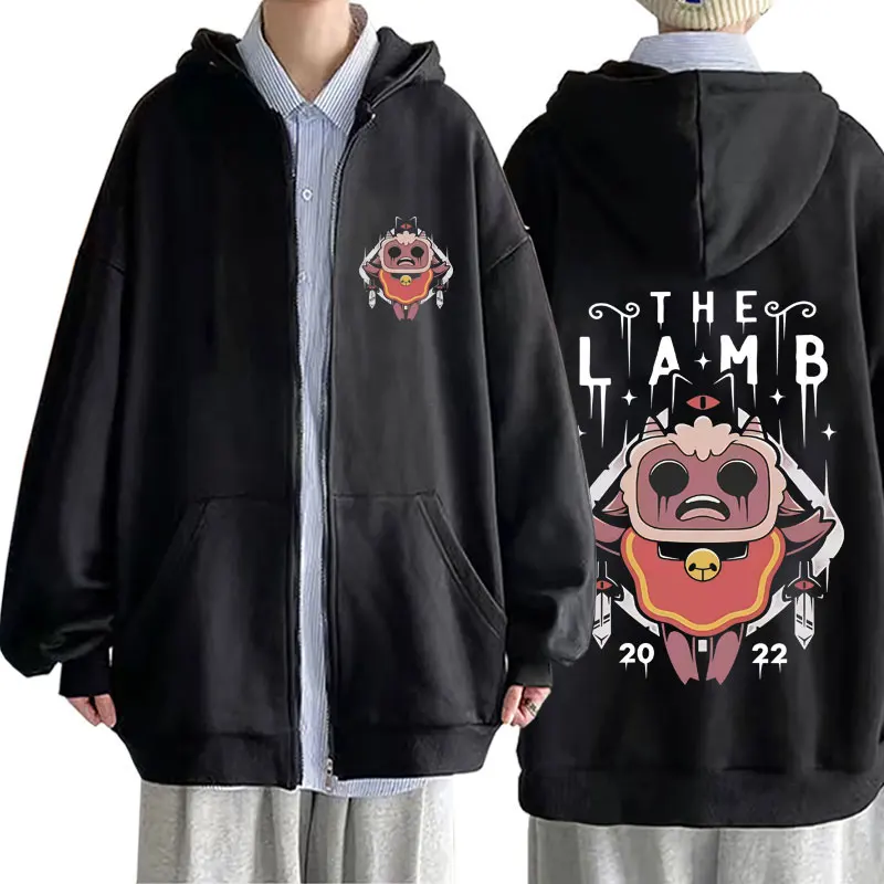 

Game Cult of The Lamb Graphic Zipepr Hoodie Men Women Fashion Casual Oversized Zip Up Hoodies Unisex Vintage Fleece Jacket Coat