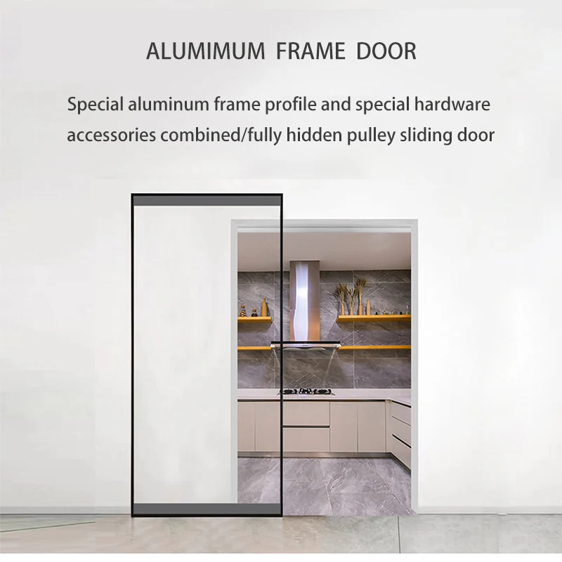 Invisible Top Mount Sliding Door Hardware Kit Soft Closing System For Barn Door Aluminum Frame Wooden Door No Track Needed