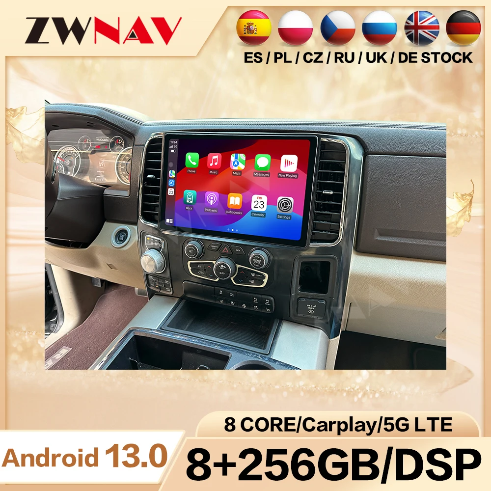 Zwnav 13.1 Polegada carplay para dodge ram 2013-2018 carro multimidia dvd player navegação gps unidade principal estéreo
