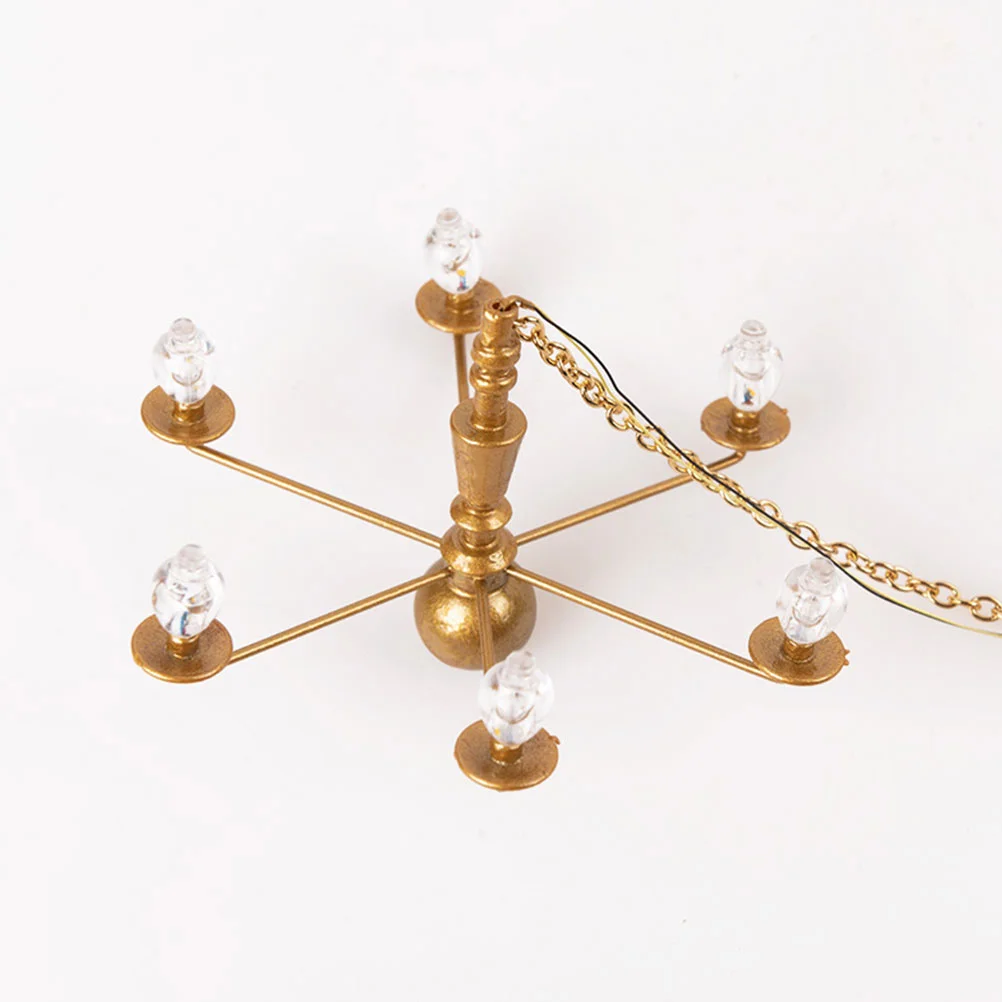 

Model Chandelier Mini House Chandeliers Miniature Ceiling Light Candles Lamp Small Toy