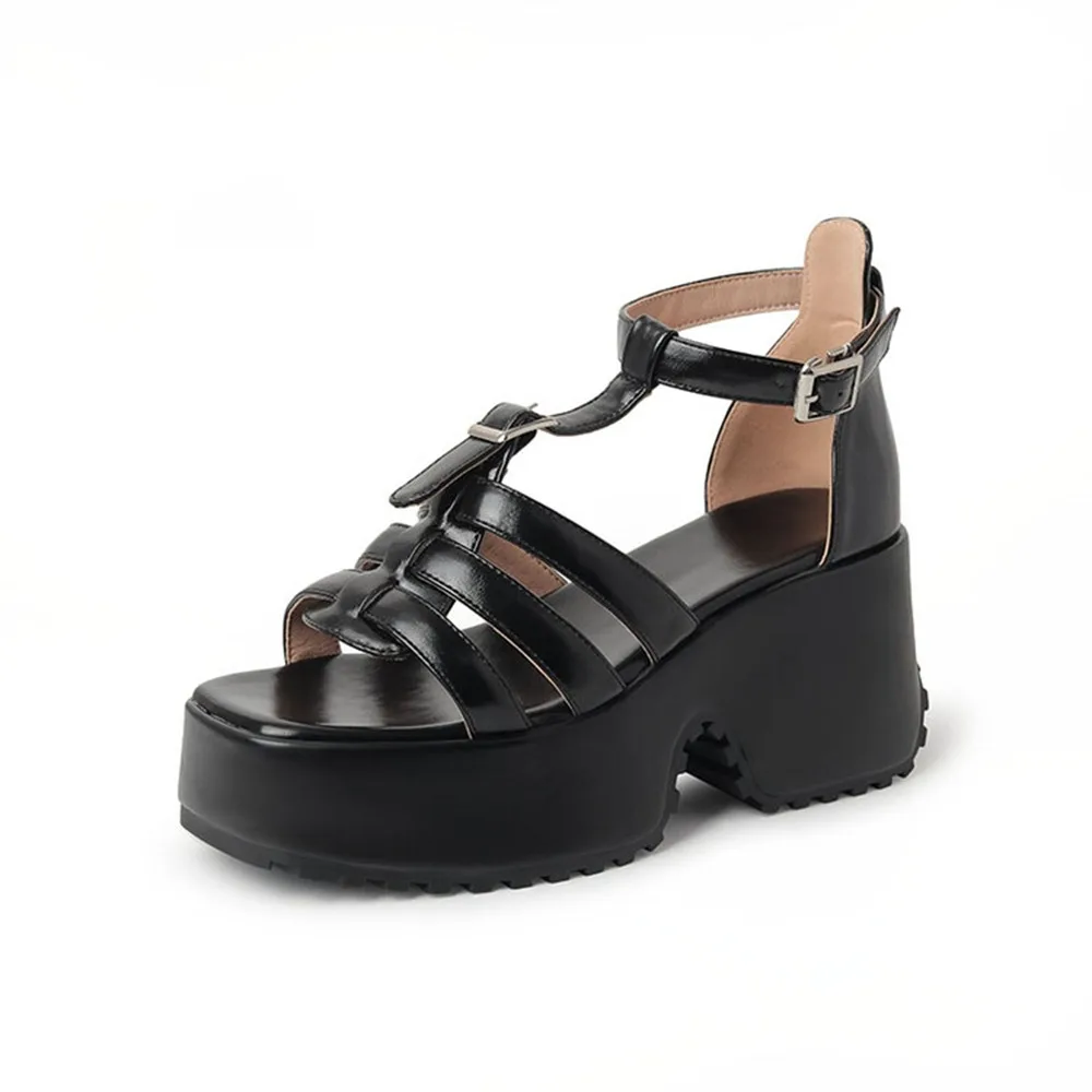 

QPLYXCO Plus Size 33-43 Women Platform Wedge Sandals, Adjustable Buckle Ankle Strap Summer Shoes for Daily/Beach/Party 23-1