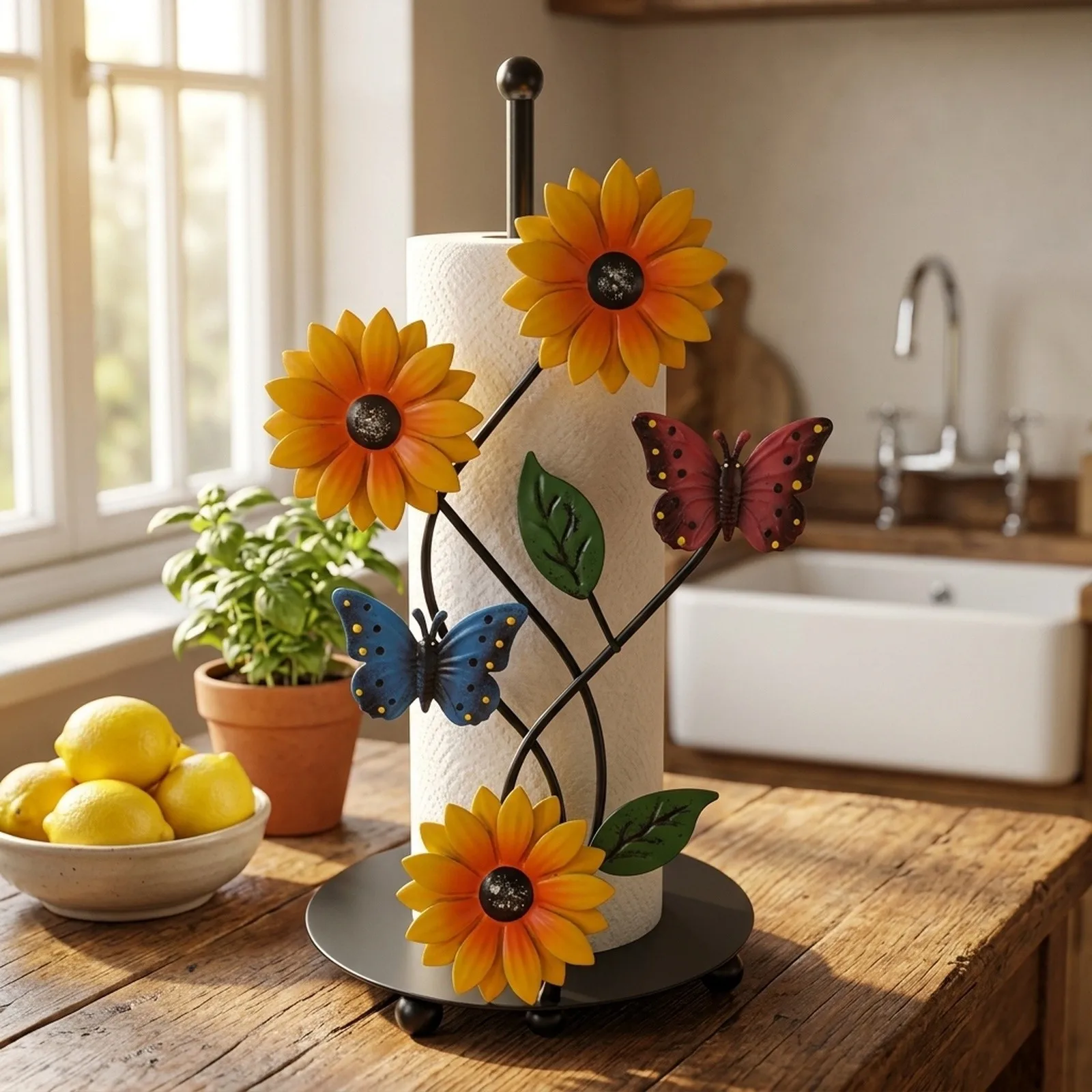Kitchen Storage Paper Towel Holder 13 Inches Butterfly Lovers Design Kitchen Paper Non-slip Sturdy Towel Holder Brand New