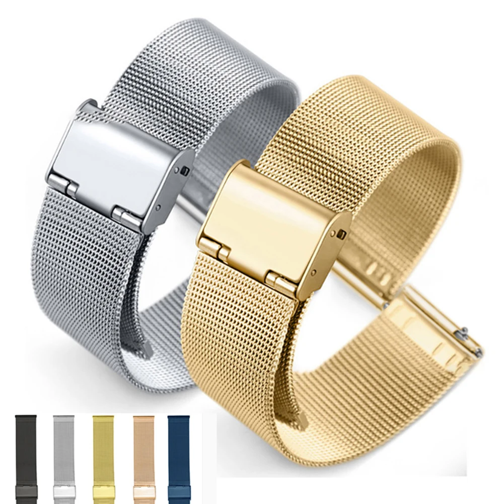 12-22mm Universal Milanese Watchband Quick Release Watch Band Mesh Stainless Steel Strap Wrist Belt Bracelet Single Clasp