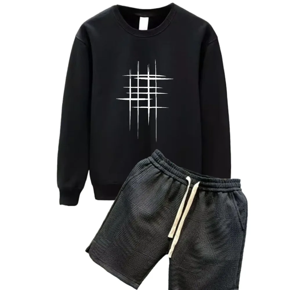 

Spring Autumn Sportswear Men's Set Boys Girl Funny Children Long sleeves T shirt and Shorts suits Casual Fashion sport two-piece