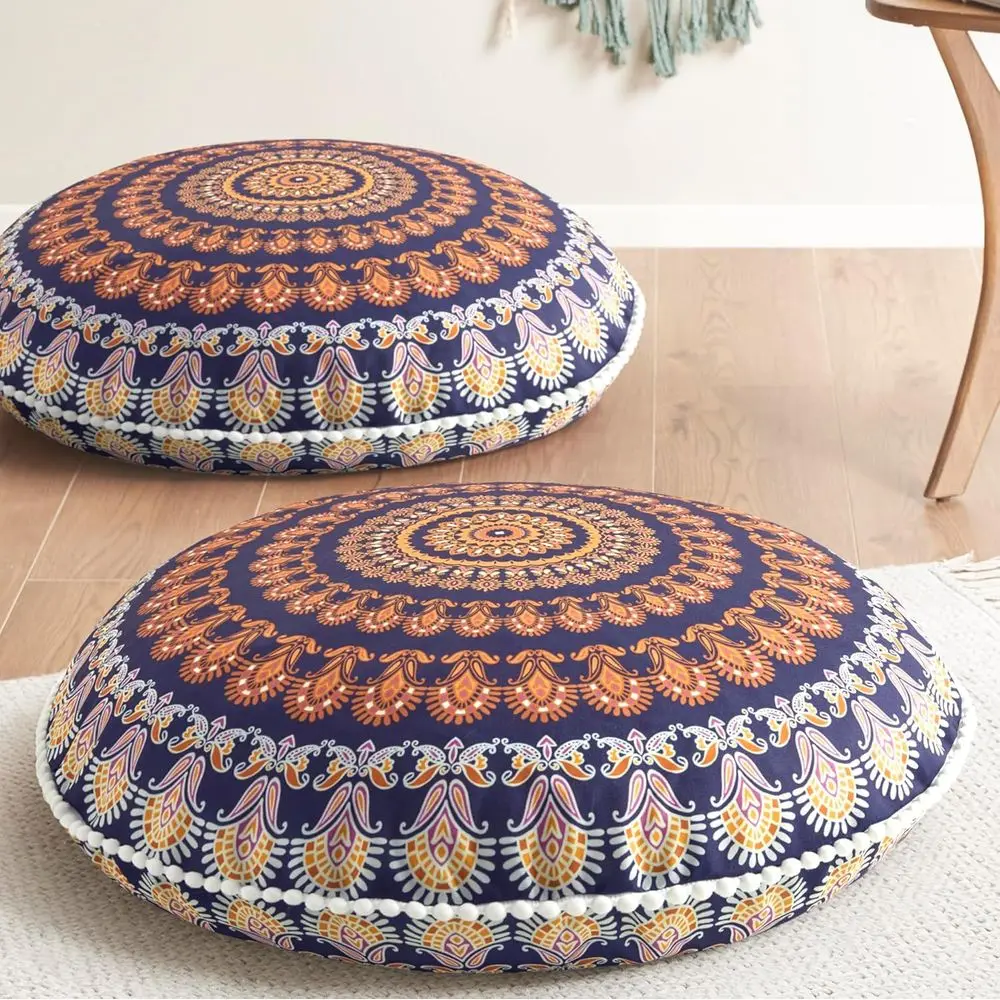 

32-Inch Washable Yellow Round Meditation Cushions for Adults, Ideal for Yoga, Living Room, and Outdoor Use