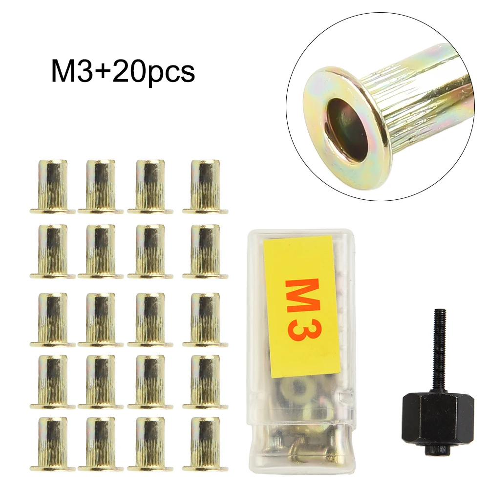 21Pcs/set Hand Rivet Nut Gun Head Nuts Rivet Nut Tool Manual Riveter Nut Tool M3 M4 M5 M6 M8 M10 Simple Installation Riveter