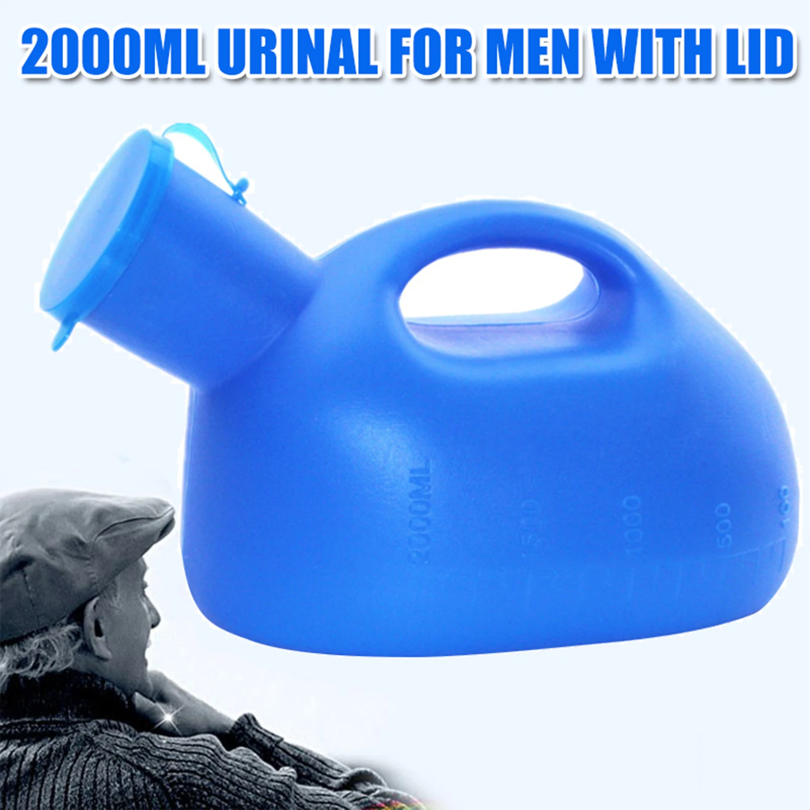 Elderly Men Urinals Pee Container Large Capacity 2000ml Pee Container for Bedridden Patients and Physically-challenged