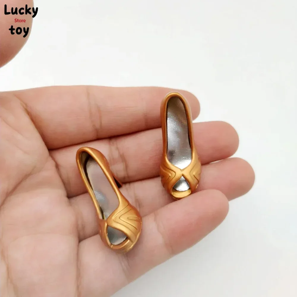 1/6 Scale Golden High Heeled Hollow Shoes Fashion Peep-toe Shoes Model for 12in Action Figure Toys Collection