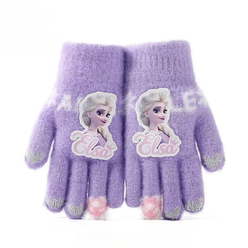 Frozen Elsa Kawaii süße All-Inclusive-Finger Kinder Herbst und Winter Outdoor-Reiten winddichte warme Handschuhe Weihnachtsgeschenk