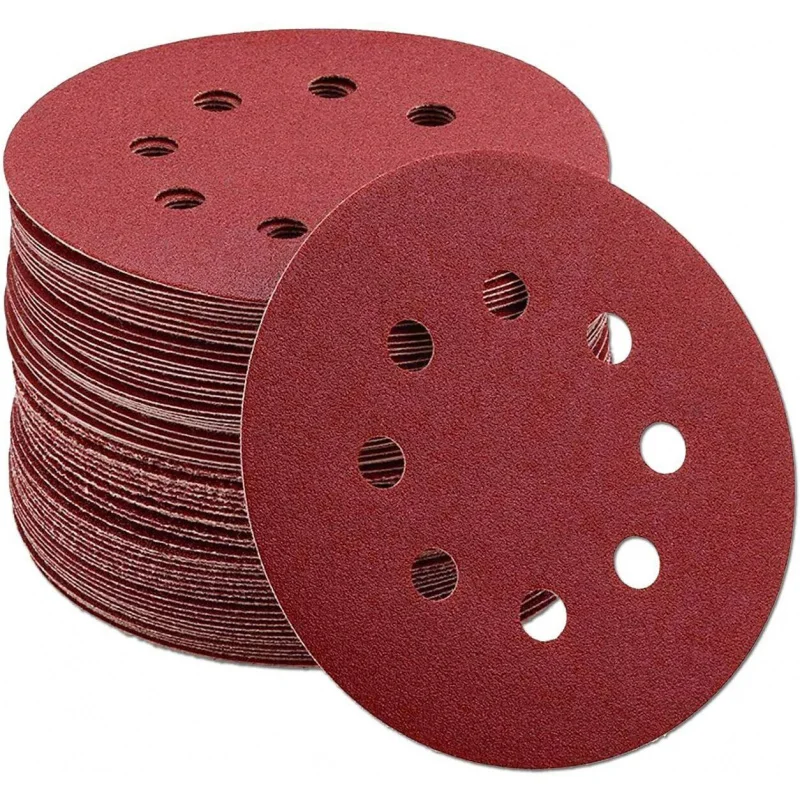 1000pcs-carton 80 Grit 5-Inch Discs 8-Hole Hook Loop Orbital Sander Paper Pad Abrasive Tools for Convenient Sanding