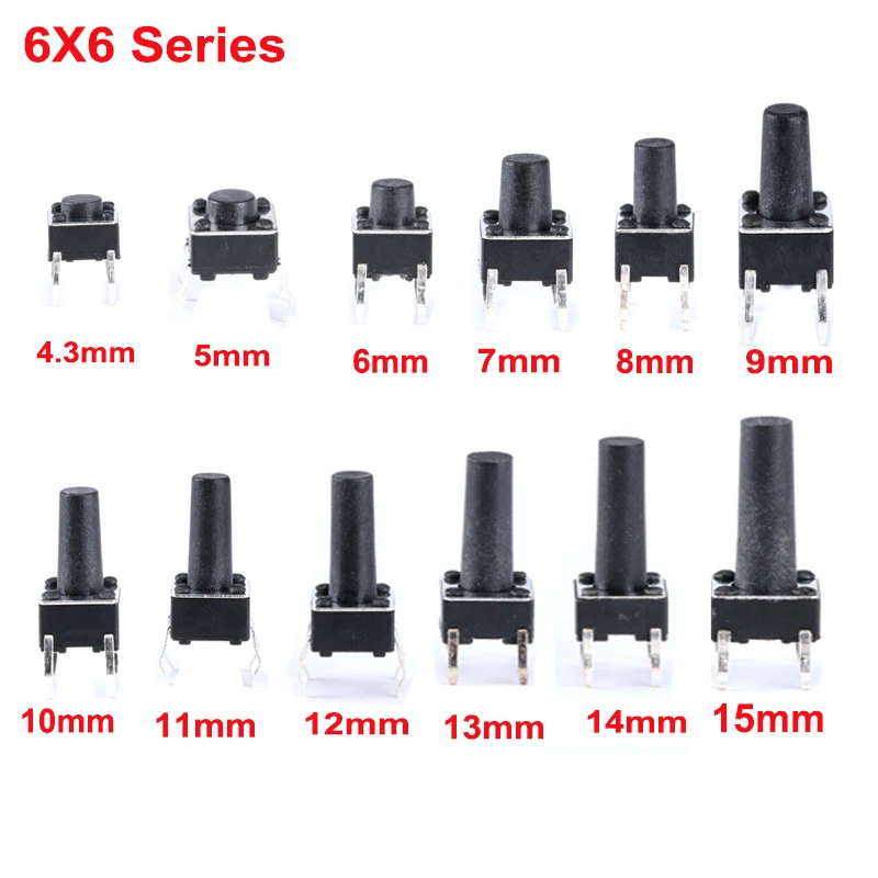 20PCS Tact Switch 6*6*4.3/5/6/7/8/9/10/11/12/13/14/15mm Panel PCB  Waterproof/Waterproof Dust Micro Switch for TV/Toys/home