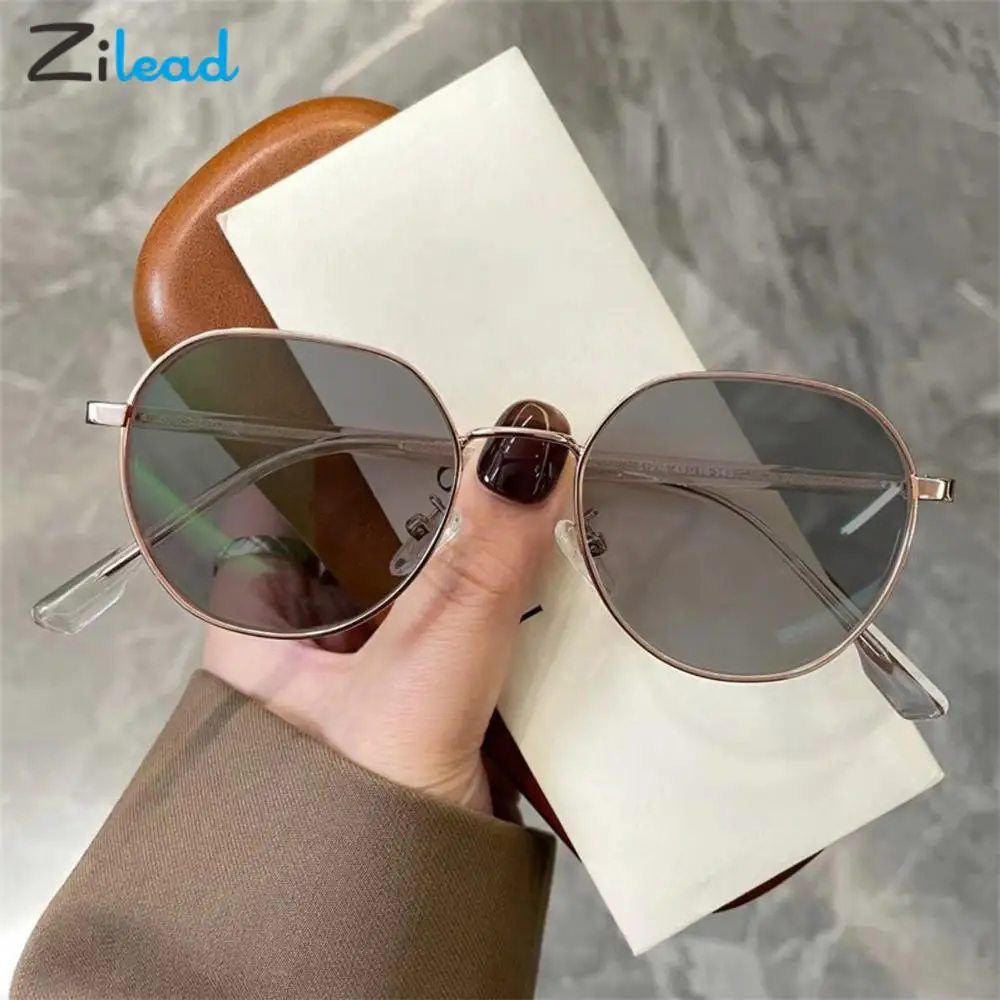 

Zilead Discolored Anti Blue Light Myopia Glasses Women Men Fashion Metal Photochromic Nearsighted Myopic Eyeglasses Degree 0-600