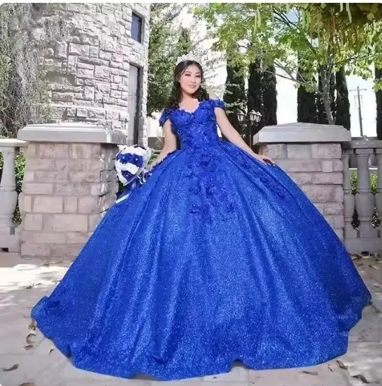 Maßgeschneiderte Schatz-Ballkleid-Quinceanera-Kleider, hellblaue Spitze, applizierte Damen-Partykleider, Vestidos de 15 Años Elegantes