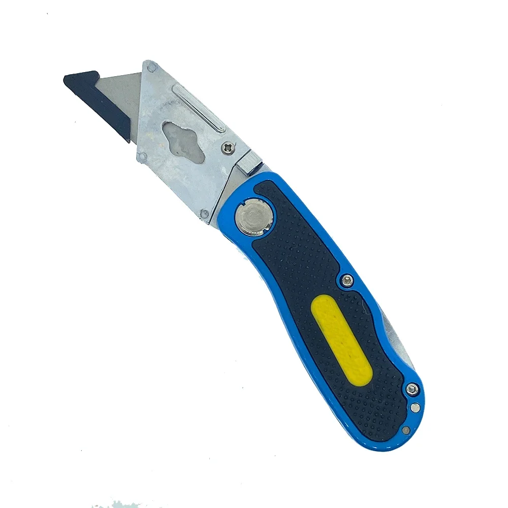 Folding Blade Utility Knife Cutter with Rubber Anti-slip Hand Safety Lock Pocket Outdoor Heavy Duty Box Cutter Hand Tool