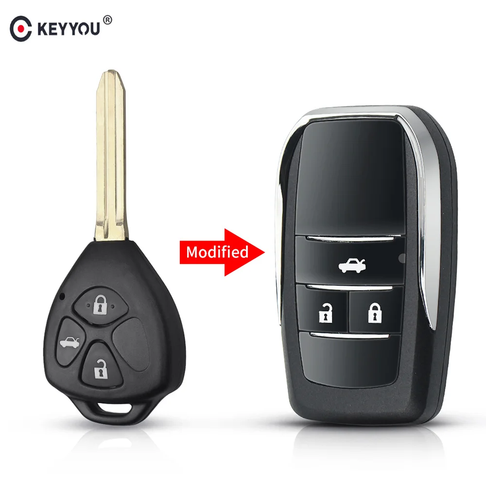 KEYYOU 3 Buttons For Toyota Corolla RAV4 Toy43 Modified Flip Folding Remote Blank Key Shell New Arrival 2019