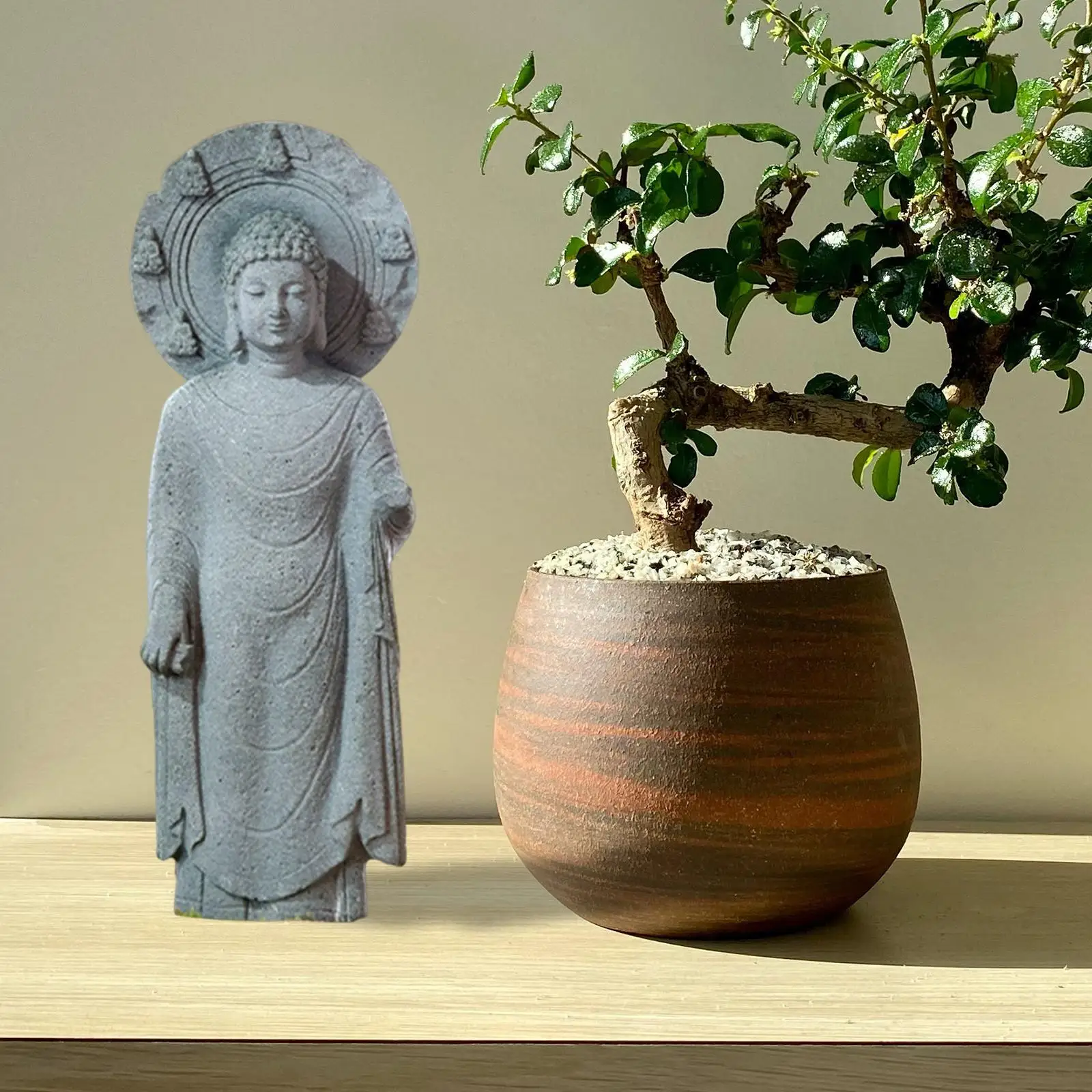 Meditating Buddha Garden Statue Resin Figurine for Aquarium Indoor Decor Outdoor Yard Art